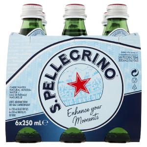 S. PELLEGRINO, Acqua Minerale Naturale Frizzante, 25cl x 6, Vetro