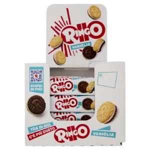 Ringo Vaniglia Biscotti Farciti con Crema Vaniglia Snack Merenda Expo da Banco 24 porz. 55g